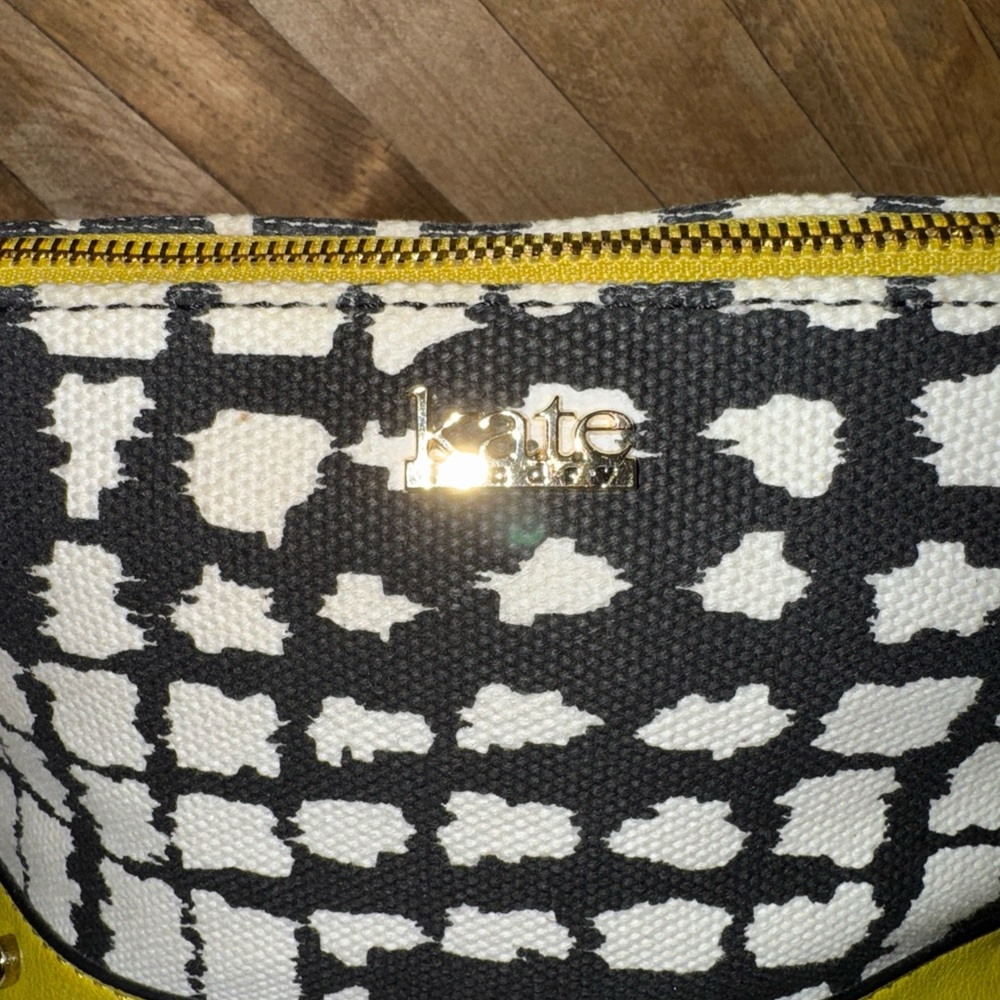 Kate Landry Lime Green, Black and White Shoulder Bag with Textured Design